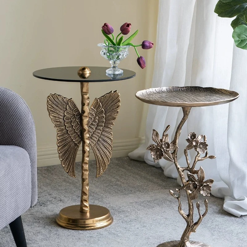 Living room sofa coffee table corner shelf bedroom bedside retro coffee table balcony small round table movable
