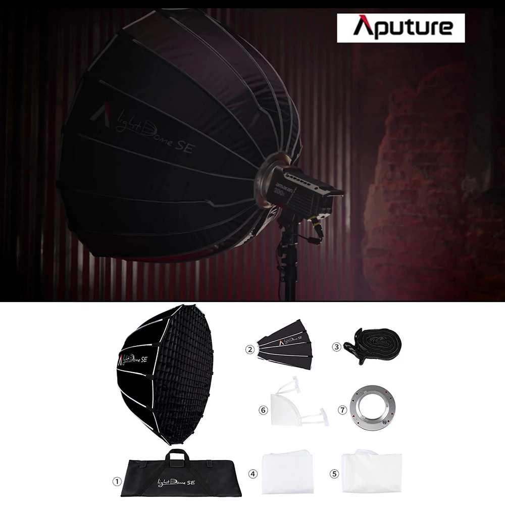 Imagem -06 - Aputure Light Dome se Softbox Portátil Difusor de Flash Bowens Mount Luz Led para Amaran 300c 200xs 300x 300d ii 600x