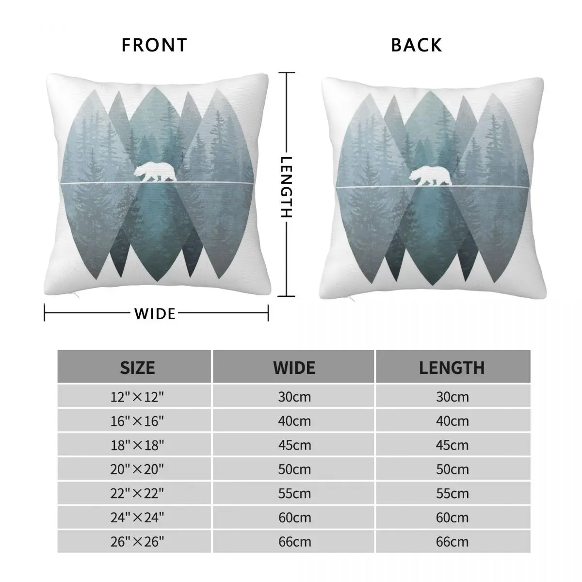 Misty Forest Mountain Bear Square Pillowcase Polyester Linen Velvet Creative Decor Throw Pillow Case Sofa Seater Cushion Case