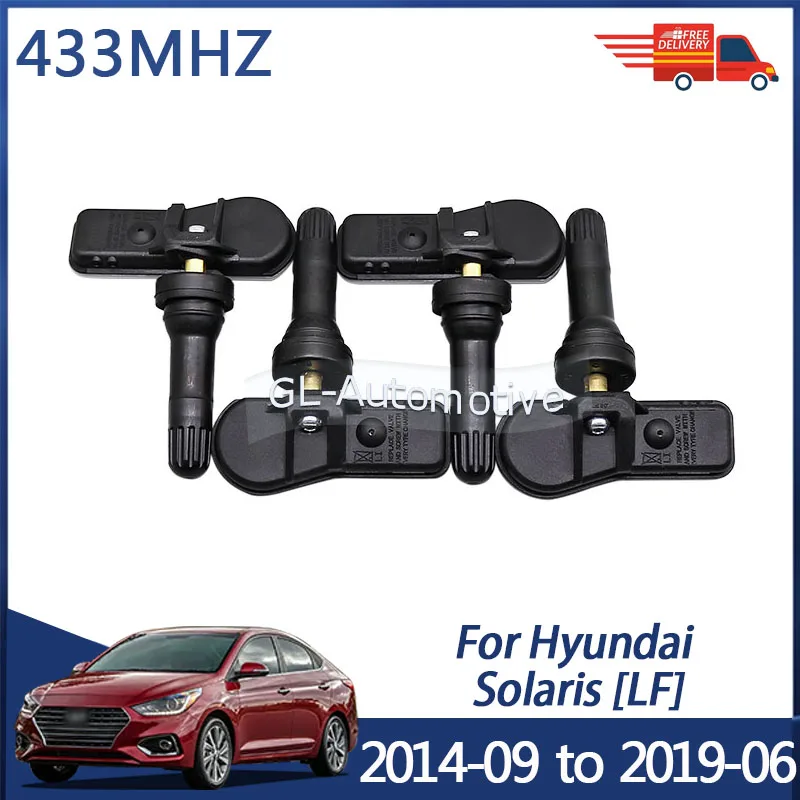 4PCS 433MHZ TPMS Sensor Reifendruck Überwachung Sensor Für Hyundai Solaris [LF] 2014-09 bis 2019-06 52933-C1100 52933-C8000