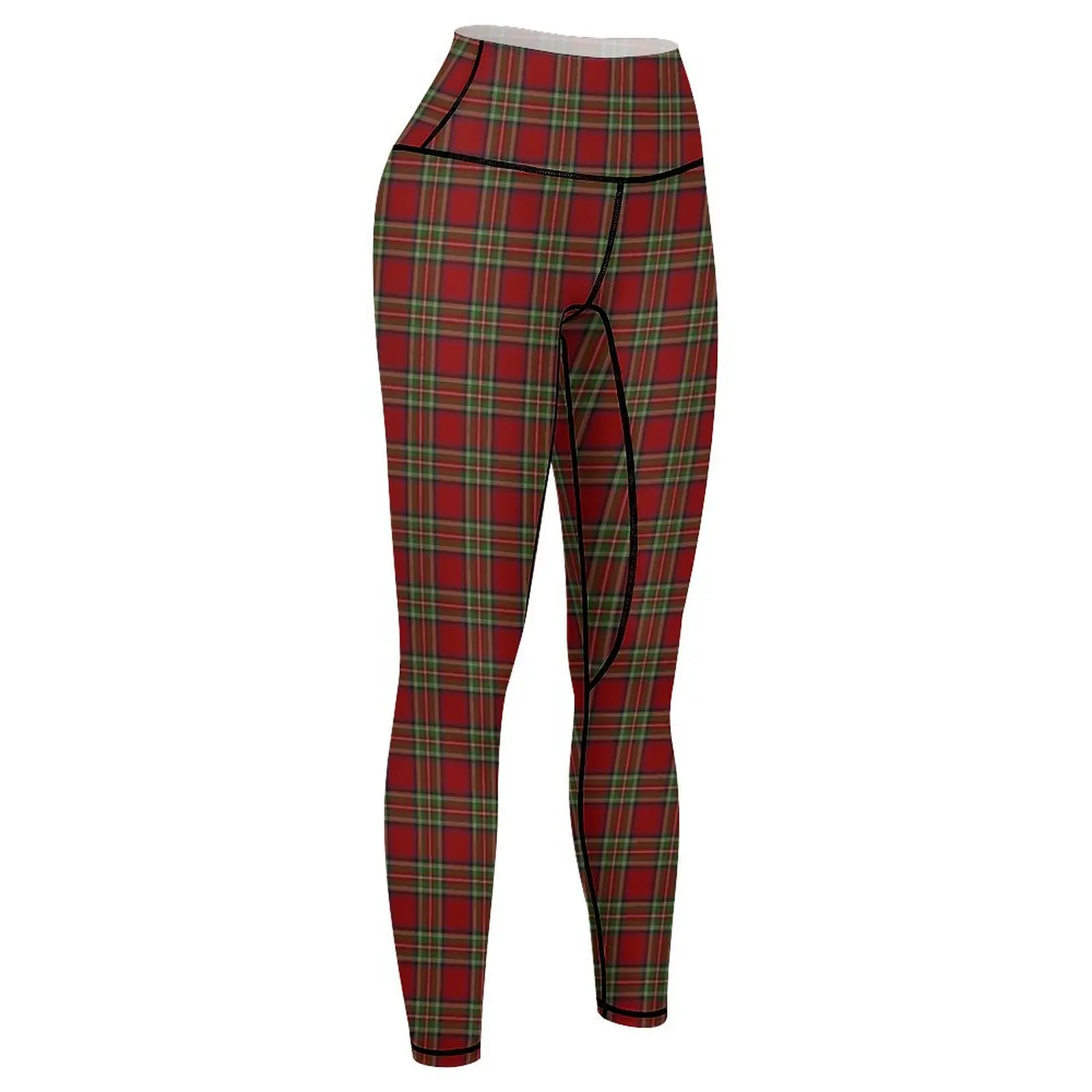 Pattern Red Tartan / Christmas Scottish Leggings trousers Leginsy push up Sportswear woman gym sports tennis for Womens Leggings