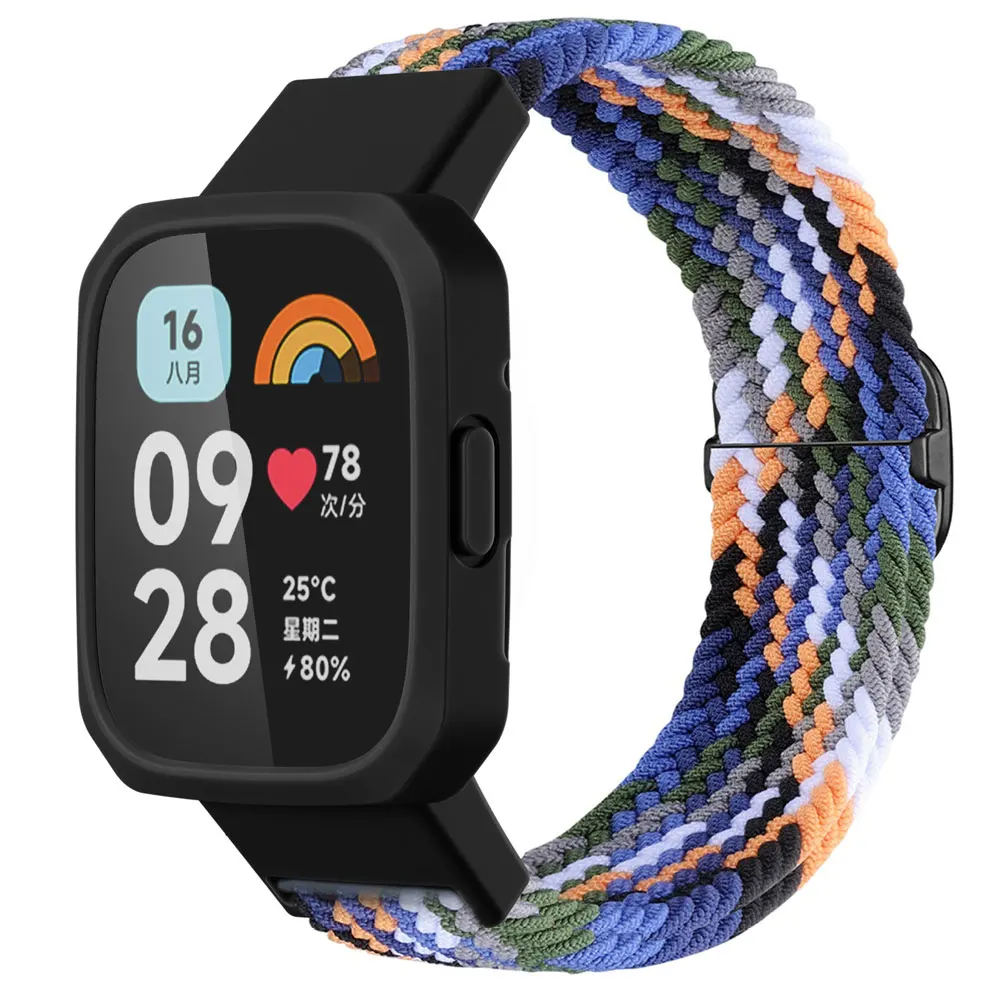 Pulseira de Nylon e Case para Relógio Redmi, Pulseira, Pulseira, Esporte, Pulseira, Mi Watch Lite, 2, 3, Substituição, Acessórios Inteligentes, 3,