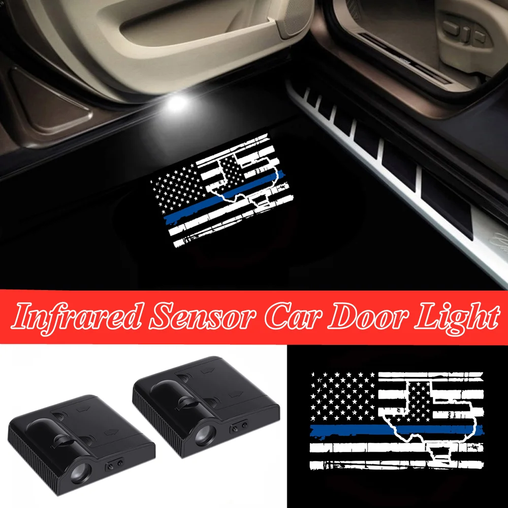 2x State of Texas American Flag Logo Car Door LED Laser Projector Shadow Lights Decoration Accessories Interior Gadget