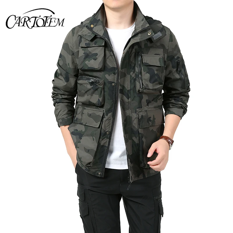 

Тактическая куртка с несколькими карманами для приключений на открытом воздухе, мужская съемная шапка, осенне-зимняя мужская теплая и повседневная куртка с несколькими карманами