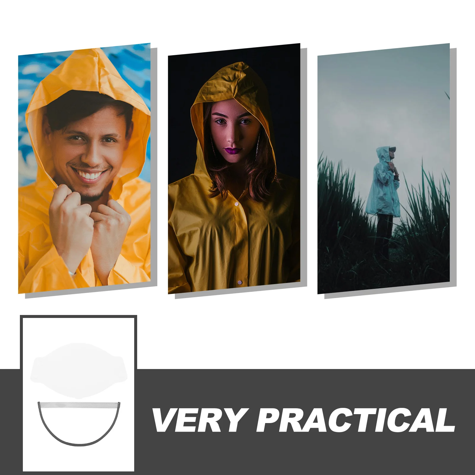 

1 Set Raincoat Hat Brim For Poncho Transparent Facial Protector Reusable Rain Protection Accessory Clear Cap Brim Waterproof