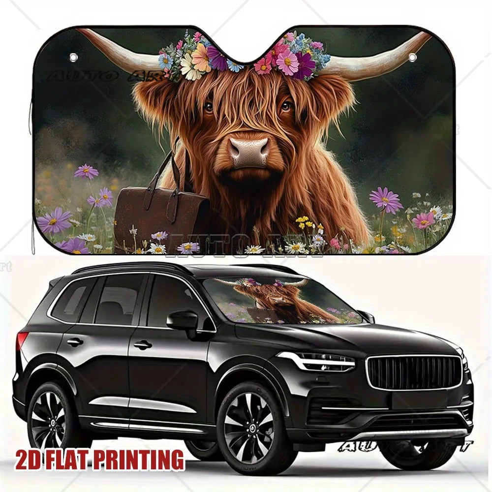 

Цветочный Хайленд Корова Автомобильный Солнцезащитный Козырек Лобовое Стекло Солнцезащитный Козырек Переднего Окна автомобиля Солнцезащитный Козырек Аксессуары Чехлы