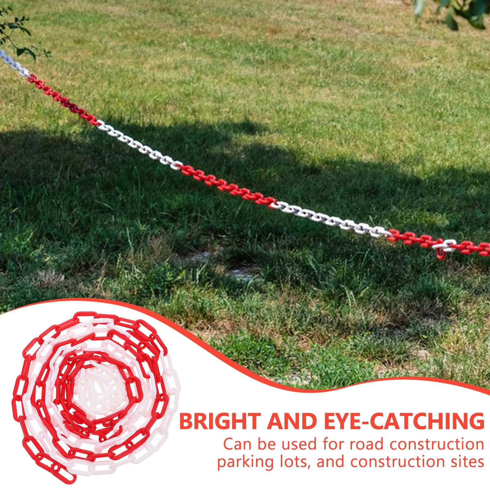Plastic Chain For Guardrail Posts 300cm Red White Fence Crowd Control Safety Barrier Parking Lot Caution Versatile Traffic