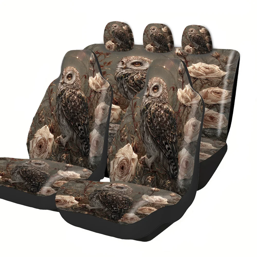 

2-5 Seat Set Car Seat Covers - Black War Horse Print, Polyester Fabric, Easy Install & Washable, Non-Slip & Absorbent, Universal