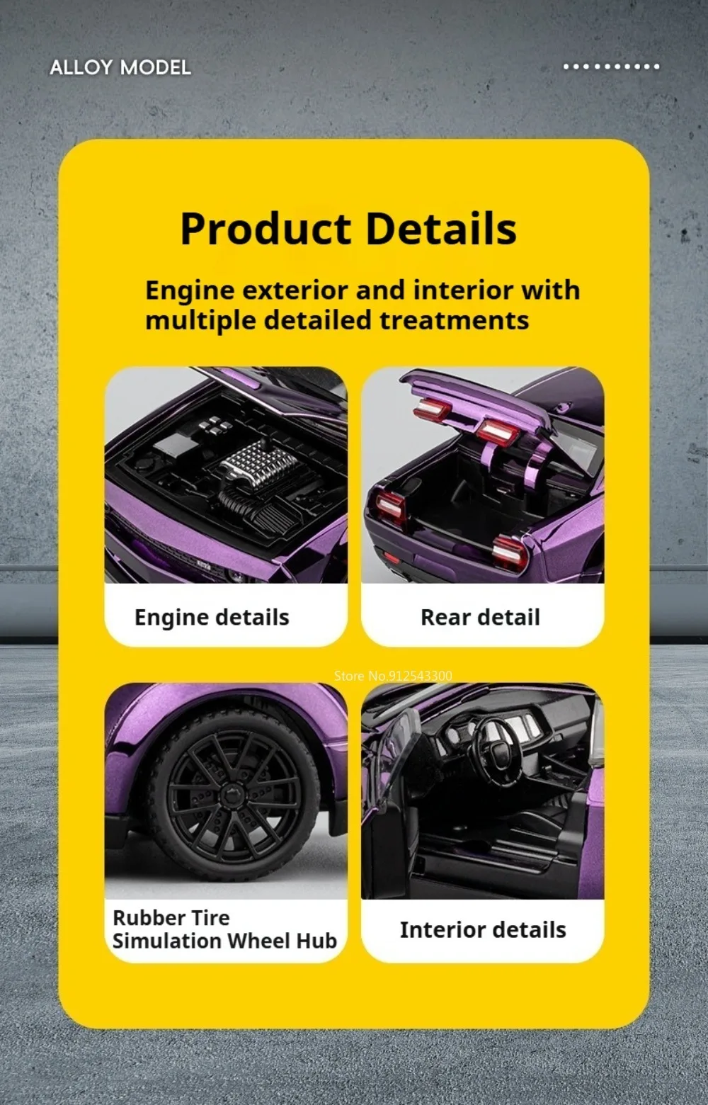 1:32 Maßstab Hellcat Charger Sportwagen-Modell Spielzeug mit Stoßdämpfung, Musik und Licht Supercar-Modelle aus Legierung Druckguss-Spielzeuge Sammlerstück – Detail 10