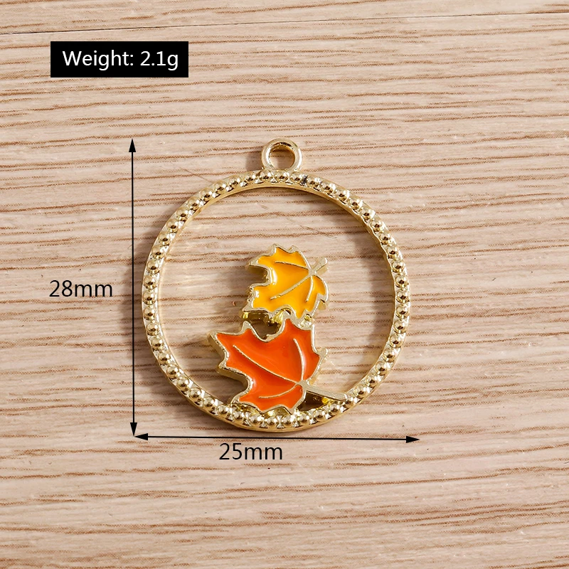 10pcs 25x28mm Cute Enamel Maple Leaf Charms Pendants for Making Drop Earrings Necklaces Bracelets DIY Crafts Jewelry Findings