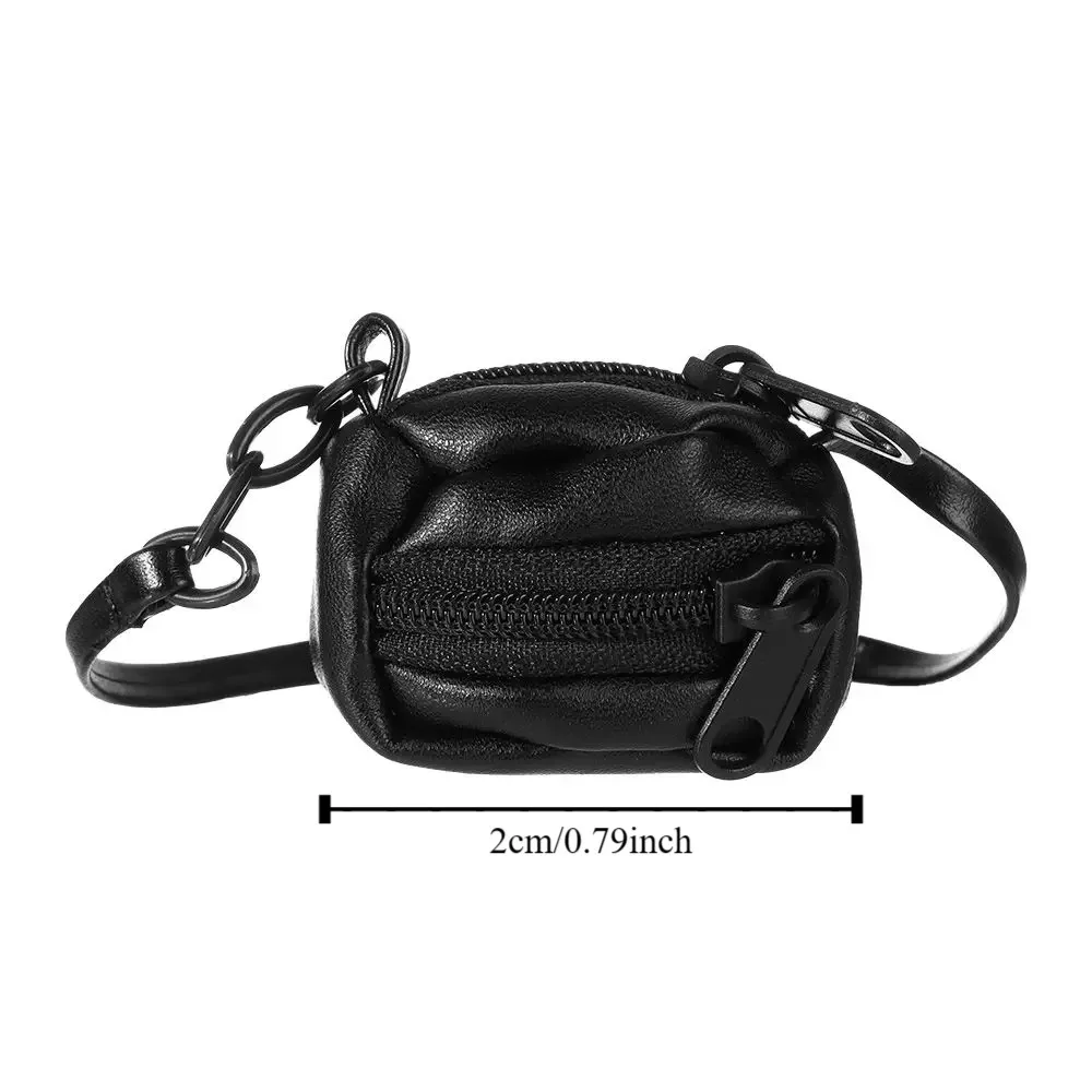 Bolso de cuero PU para muñeca en miniatura a la moda, mochila DIY, bolso de cuero para muñeca de peluche, bolso negro de 17cm, accesorios para casa de muñecas