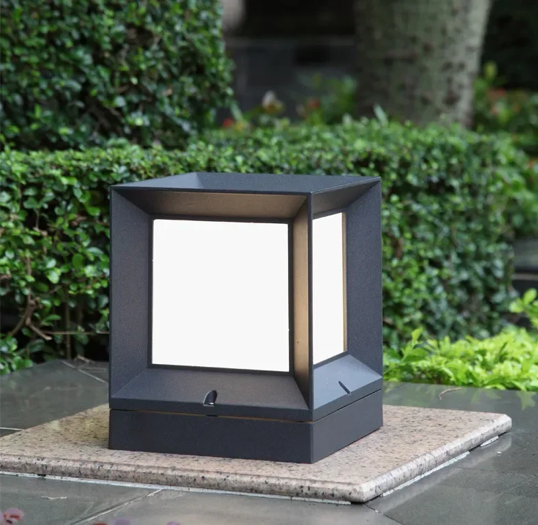 outdoor modern block wall column light for villa/garden/courtyard IP54 waterproof  led outdoor wall pillar lamp cube lawn light