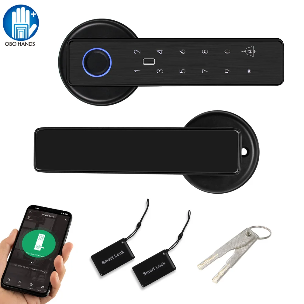 WiFi Tuya APP Biometric Fingerprint Smart Door Lock Password RFID IC Card Keyless Remote Unlocking Dead Bolt Electronic Locks