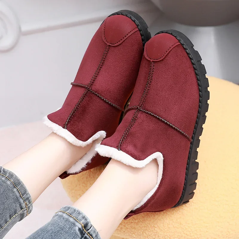 

Winter Hot Sale of New Women's Cotton Shoes Flat Casual Slip-on Snow Boots Thickened Middle-aged and Elderly Mother Shoes