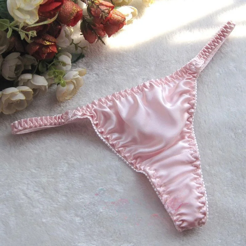 Low-Waist Silk Underwear Women's Sexy Thong Breathable Absorbent  Pants T-Pant Low Waist Design Quick Dry Function