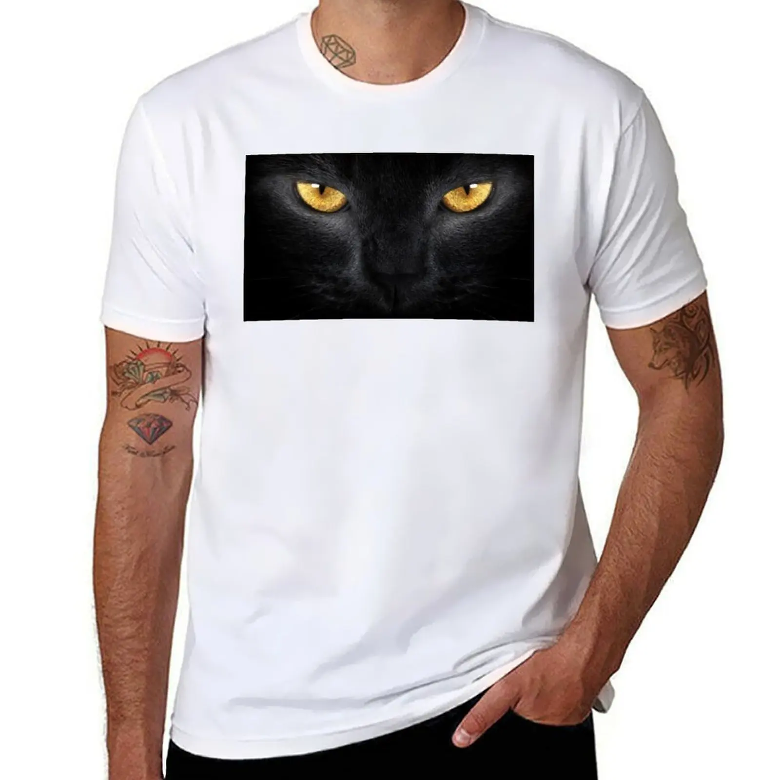 Look of a black cat with yellow eyes T-Shirt t shirt man cotton g man t shirts for men t shirts for man slim fit T-shirt