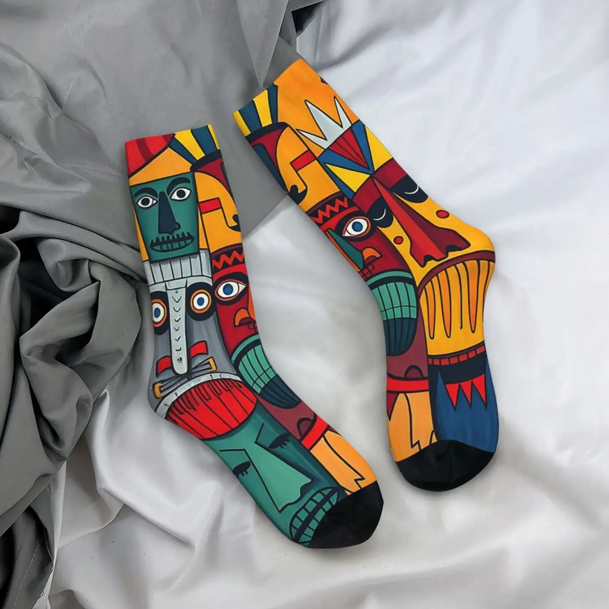 

All Seasons Crew Stockings Cartoon Tribal Totem Socks Casual Long Socks Accessories for Men Women Birthday Present