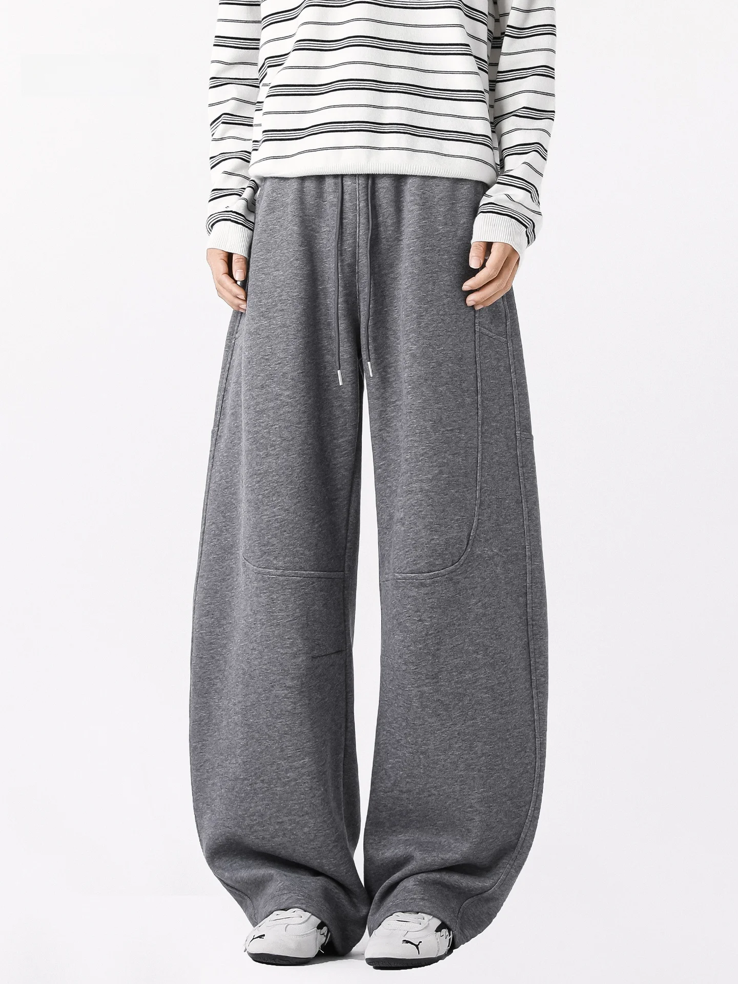 

Casual Spor Men's Trousers Heavyweight Deconstructed Patchwork Bend Knife Wide Leg Straight Casual Long Trousers Autumn Tre...