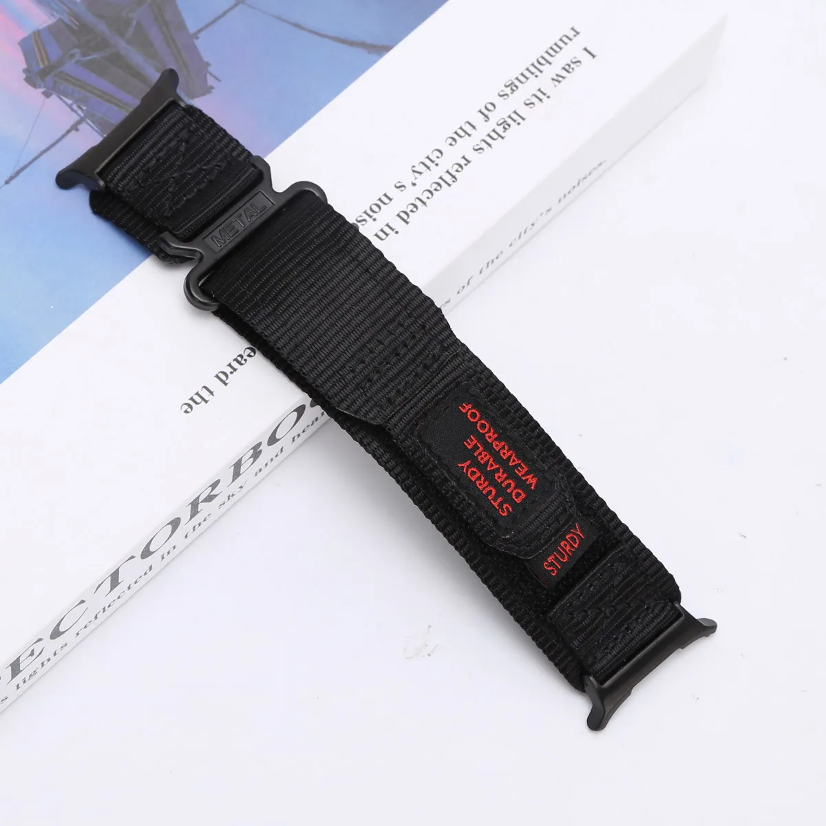 サムスンギャラクシーウォッチ用ナイロンストラップ,47mm,キャンバス,男性用,開口部のない,湾曲したエンドフック付き