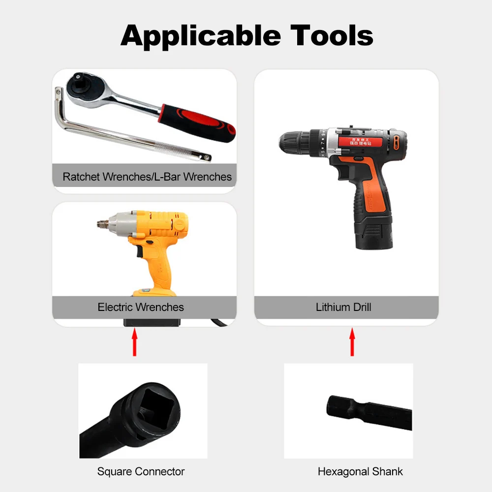 150mm Drive Sleeve For Solar Photovoltaic Power Station 1/2in Hex Socket Wrench Electric Wrench 360 Degree Rotation Socket