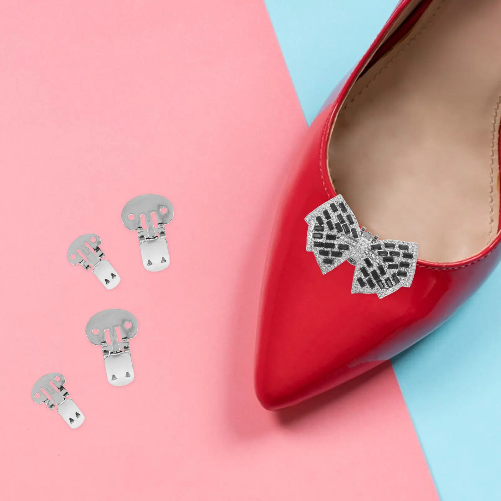 

40 шт. металлических зажимов для обуви, съемные плоские клипсы, серебристые заготовки, пряжки для туфель на высоком каблуке, для декора обуви, рукоделия, промышленных принадлежностей