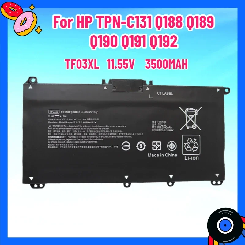 

Новый аккумулятор для ноутбука TF03XL11.55V 41WH для HP Pavilion TPN-C131 Q188 Q189 Q190 Q191 Q192