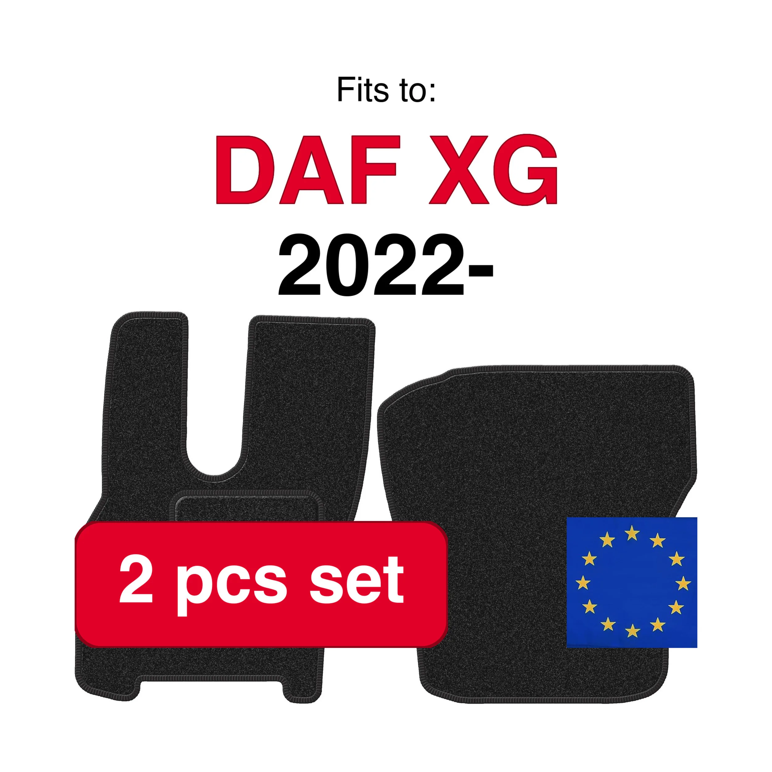 ANTHRA auto velour matten voor DAF XG vrachtwagen (rechterstoel) (2022-) - antraciet (2 stuks) in de auto passende automattenset