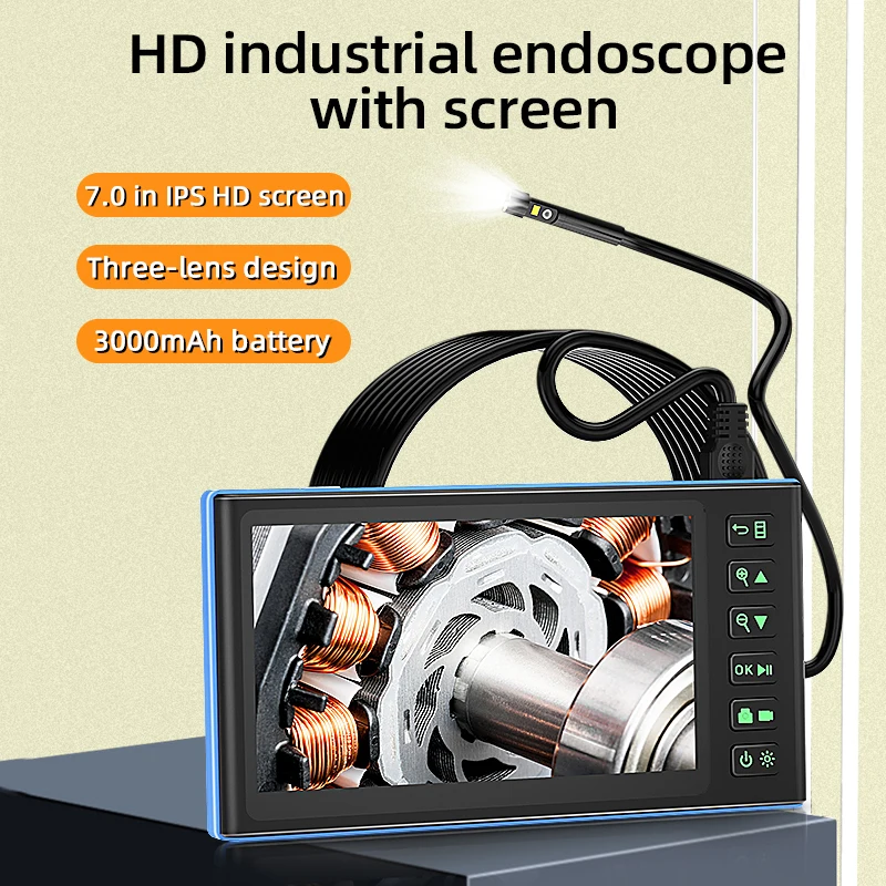 GXTWLSIX 7 Inch IPS Screen Industrial Endoscope Camera 2 Megapixel Lens HD1080P Car Inspection Borescope