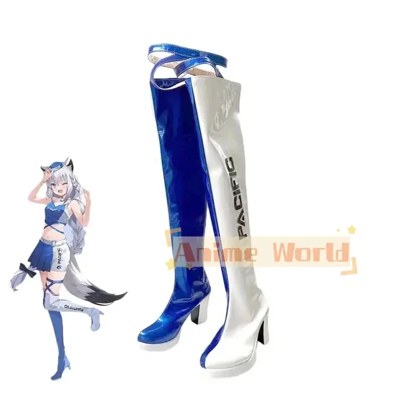 

AAA 2025 Shirakami Fubuki, карнавальные ботинки на Хэллоуин, обувь из искусственной кожи, Vtuber, реквизит для косплея, индивидуальный заказ