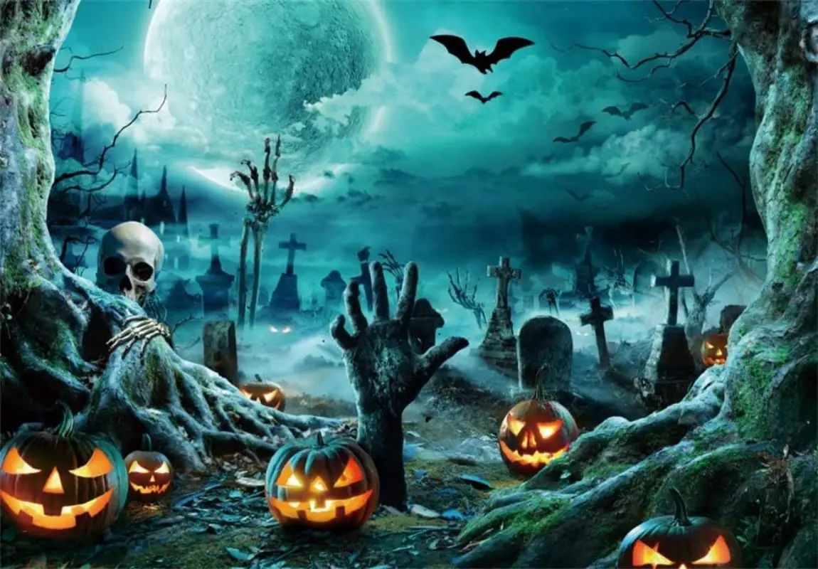 Halloween Backdrop for Photography Parties Decoration Creepy Ghost Cemetery Skull Photo Scary Pumpkin Background Birthday Banner