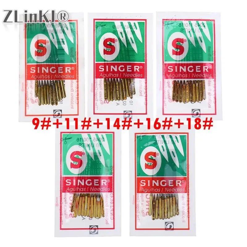 Mix Size Needles For Singer Electric Sewing Machine Needle 9#+11#+14#+16#+18# Domestic Sewing Needle Titanium Plated Needle