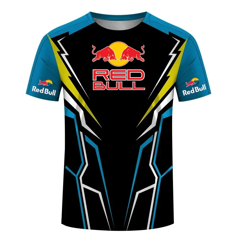 تي شيرت رجالي قصير الأكمام من Red Bull Racing، تي شيرت ركوب الدراجات النارية على الموضة الجديدة لعام 2025، ملابس رياضية صيفية من علامة Red Bull