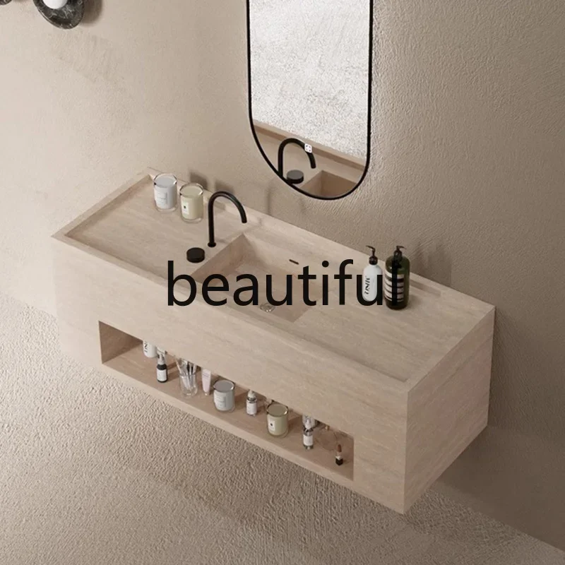 حوض غسيل متكامل من ألواح الصخور الإيطالية البسيطة، حوض غسيل معلق من ألواح الصخور