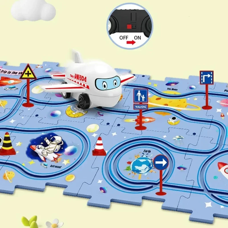 Bluey Hot Wheels Puzzle listrik mainan anak-anak tikar bermain bayi mobil kereta api tanda jalan Mini Diy hadiah Puzzle Jigsaw indah