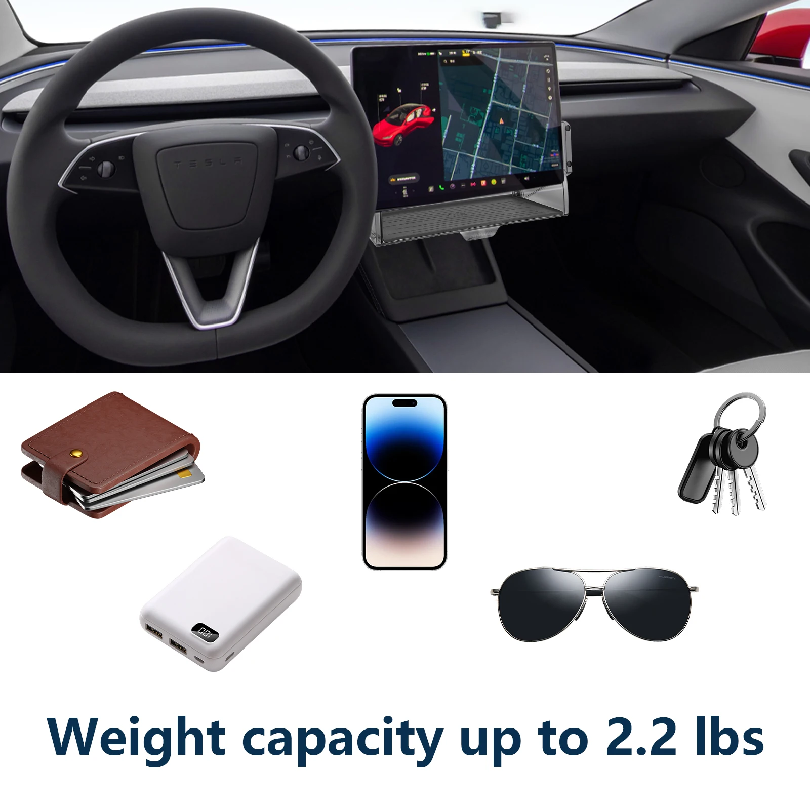 

Magnetic Center Console Organizer Tray Waterproof Storage w Anti-Slip Pad Under Screen Storage Box for Tesla Model 3 22-23 Model