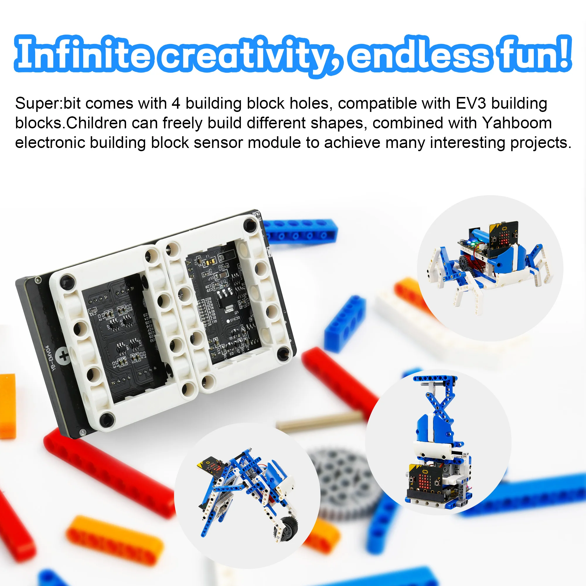 Microbit Expansion Board with Motor Servo Interface and Sesnor Module PH2.0 Port On Board Buzzer RGB Light  Python Programming