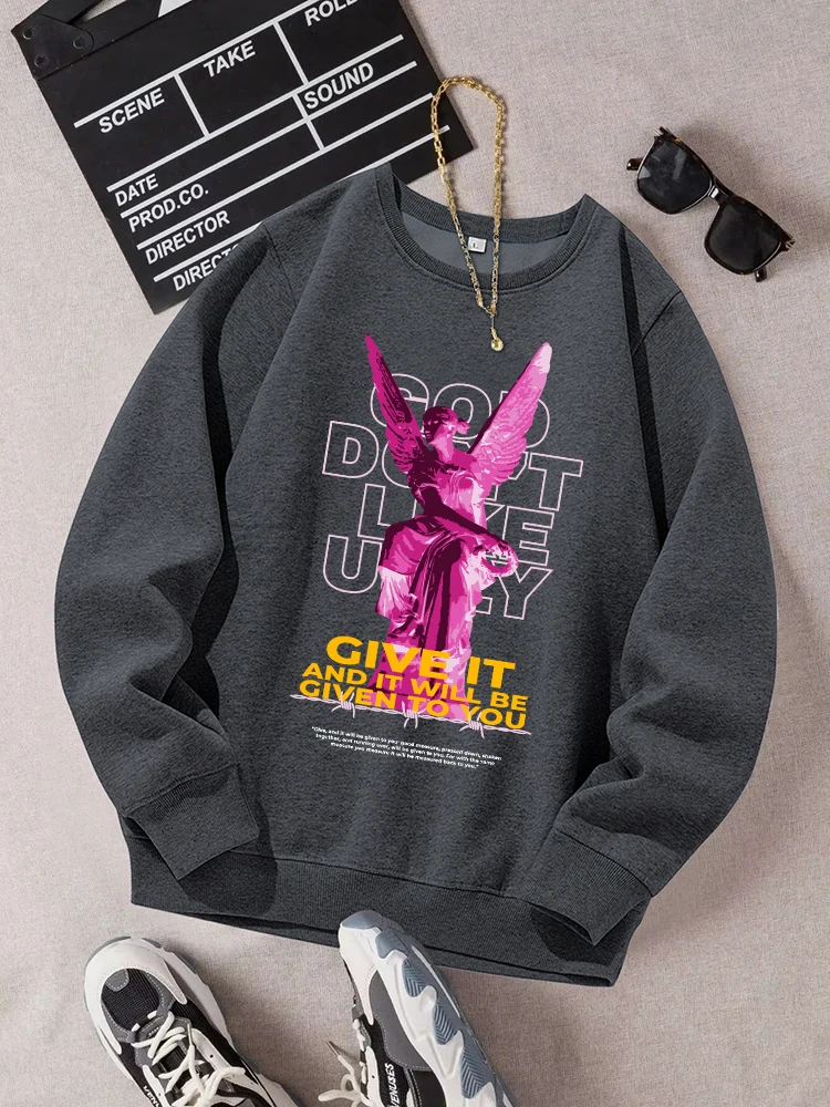 Give It And It Will Be Given You Print Tracksuit Female Street Casual Fashion Sweatshirt Autumn Loose Tops Fleece Warm Pullover