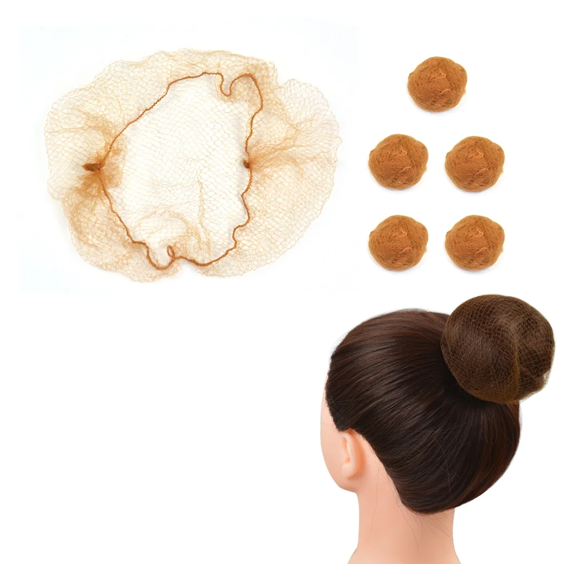 50PCS 20 Inch Invisible Mesh Bun Hair Net Nylon Hair Net Elastic Nylon Hairnets for Hair Bun Wig Hair Nets