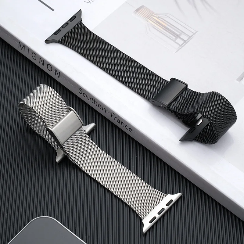 Pasek mediolański do zegarka Apple Watch 46mm 44mm 45mm 40mm 41mm 42-38mm Smukła bransoletka iwatch series 8 7 6 SE 5 4 9 10 ultra 2 49mm