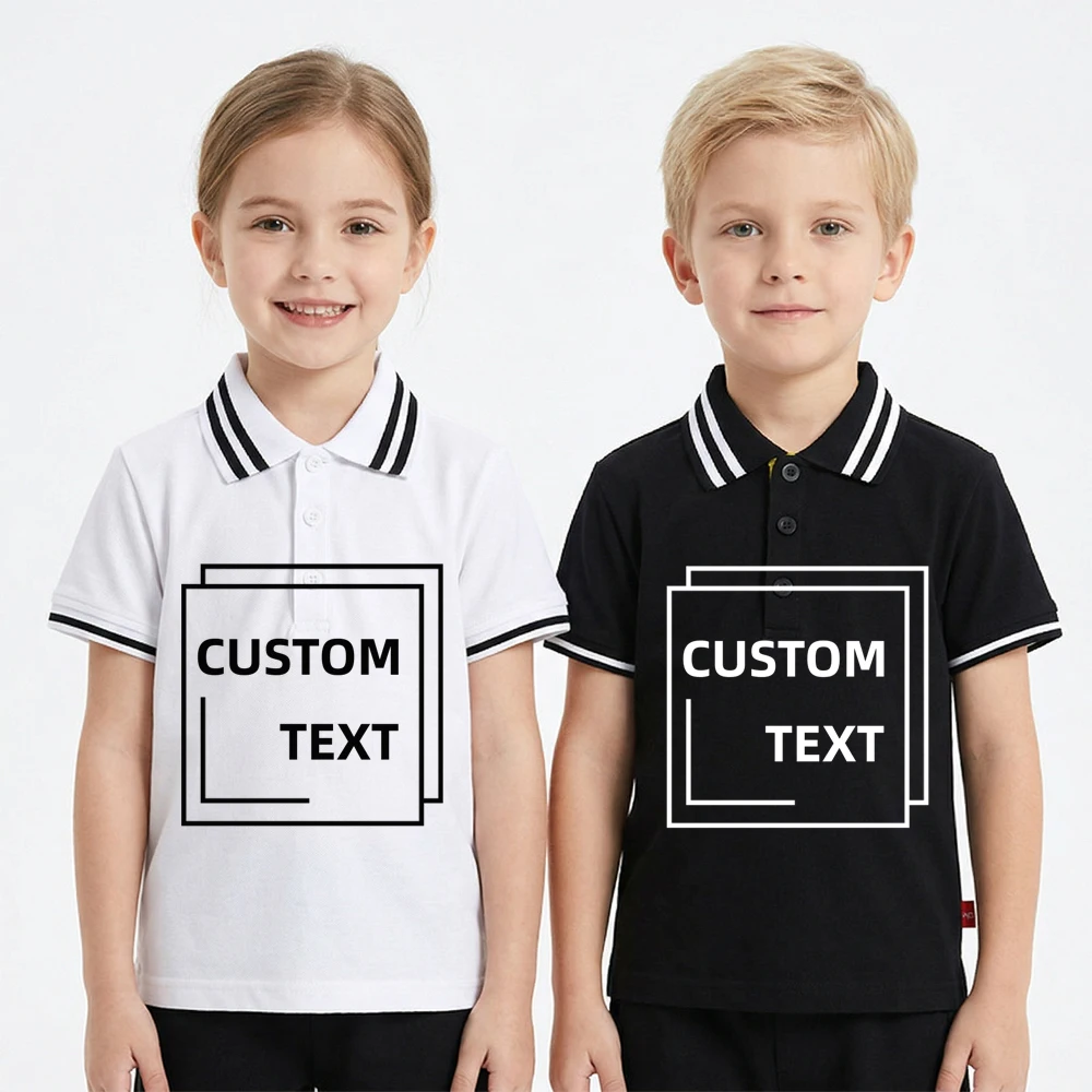 Kids Personalized Shirt Custom Text Blank Logo Photo Childrens Boy Girl Name Polo School Gown Customized Design Tshirt