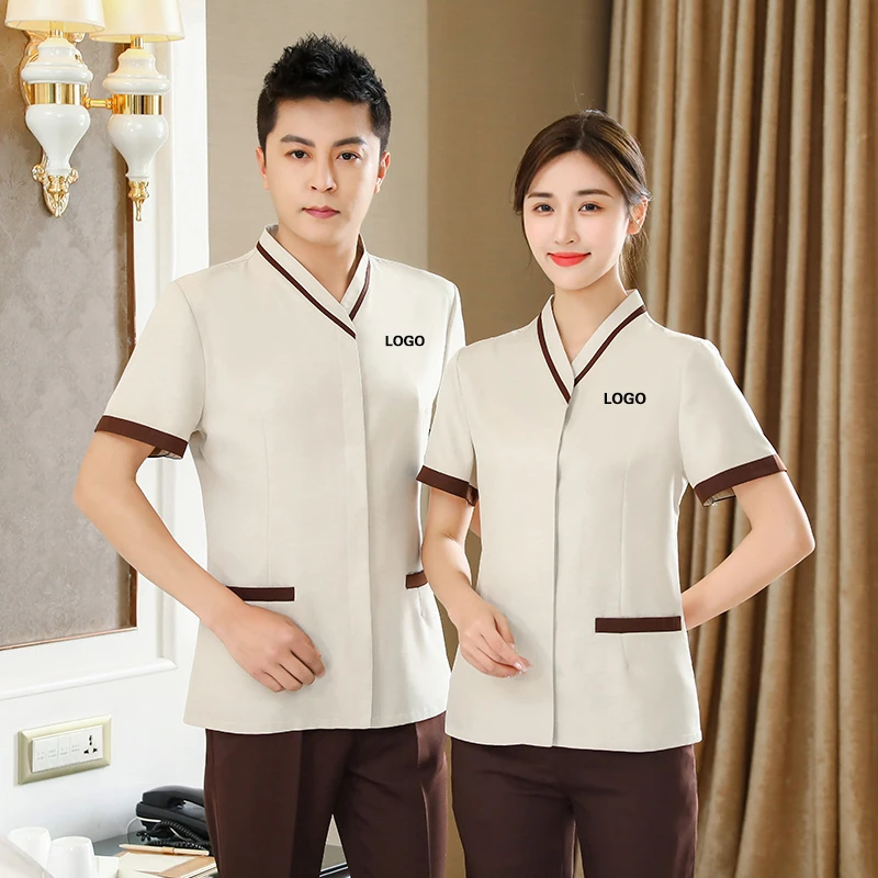 Women\'s Cleaning Work Uniforms Hotel Costume Housekeeping Waiter Clothes Restaurant Dishwasher Shirt Staff Pedicure Ladies Top