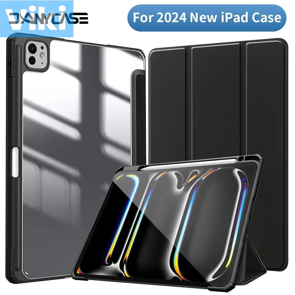 2024 New iPad Case for Pro 13/11 M4 Air 11/13 M2 Cover Acrylic Transparent Table Case for iPad 10th 4/5/6/7/8/9th Mini 6 Case