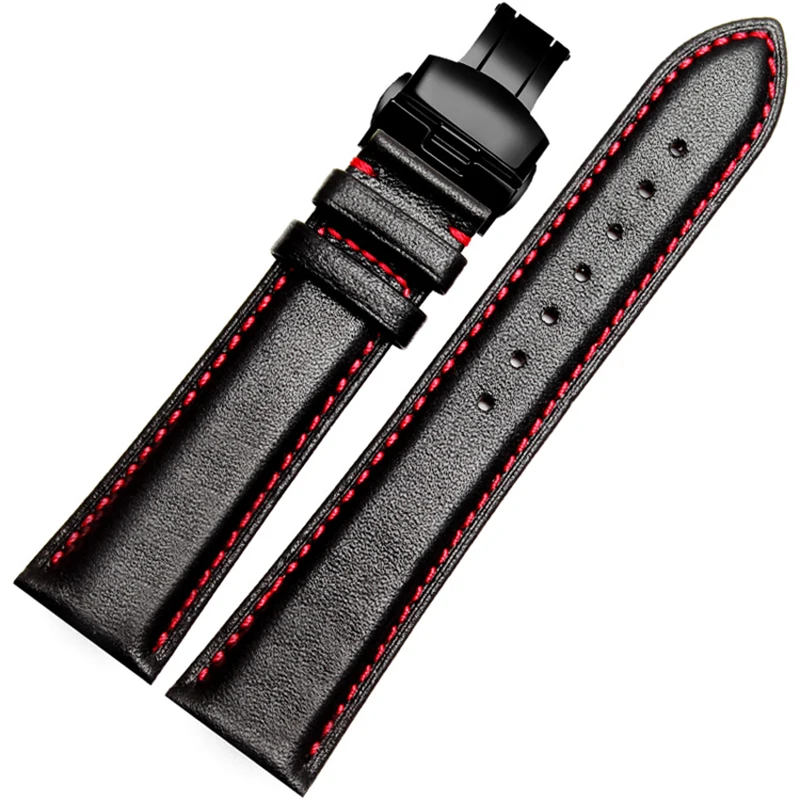 

No texture Genuine Leather Watch Straps for citizen DW seiko MIDO FIYTA Watch Butterfly Buckle Watchband 18 19 20 21 22MM