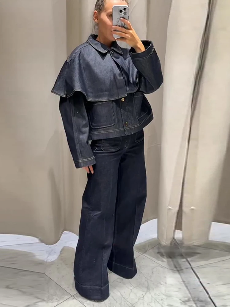 Chic Women’s Jacket Turn-down Collar Full Sleeve Single Breasted Denim Female Jackets 2025 Autumn Clock Fashion Lady Outwears 2 Chic Women's Jacket Turn-down Collar Full Sleeve Single Breasted Denim Female Jackets 2025 Autumn Clock Fashion Lady Outwears 2