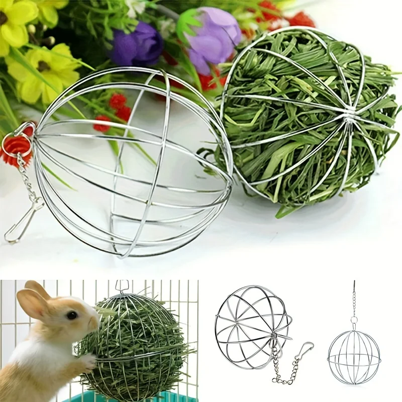 Rabbit Grass Feeder Ball - Stainless Steel Holder for Small Pets - Easy Feeding Tool for Healthy Digestion