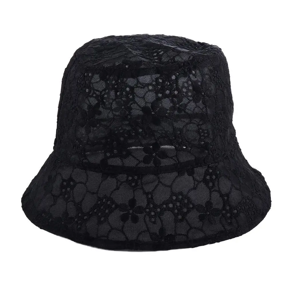 

Korean Thin Girl For Women Summer Hat Mesh Basin Hollow Pure Color Caps Lace Bucket Hat Sun Hat Female Hats Sun Cap