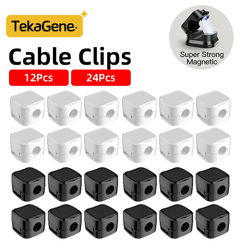 24/6PCS Magnetic Mini Cable Organizer Clips Cable USB Charging Cable Clips Manager Cord Holder Winder Wall Mounted Hook In Home