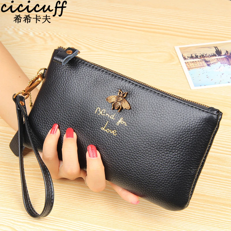 CICICUFF 2023 New Fashion Genuine Leather Women Day Clutches Famous Brand Long Wallets Ladies Coin Purse Clutch Purse Money Bag