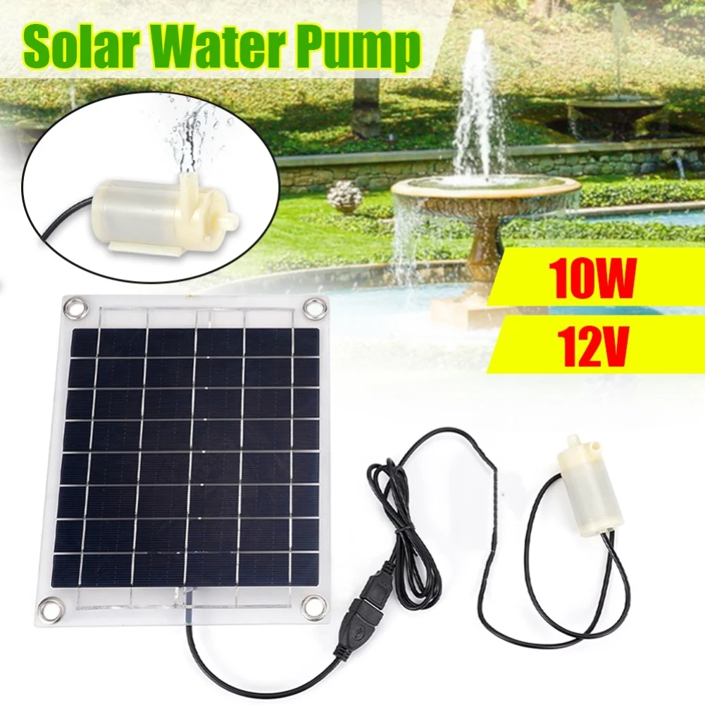 10W 12V Solar Fountain Pump Double Sided Transparent Panel for Bird Bath Garden Pond and Outdoor Water Features