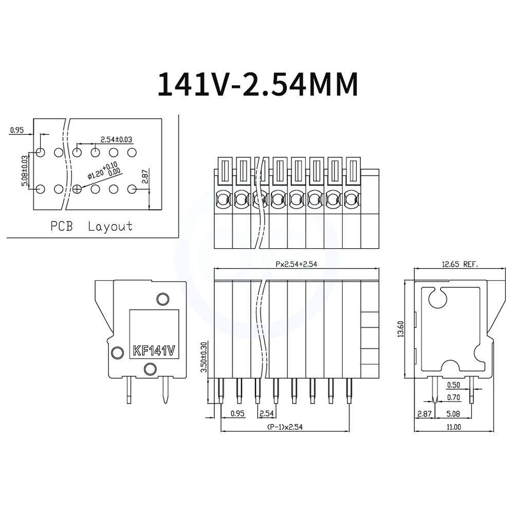 (5 pcs) KF 141V 141R 2.54mm No Screw Solder PCB Terminal Block Spring Press Splicing Right Angle Straight Pin JM 141V 141R 2.54